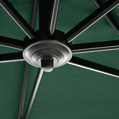 Crank Garden Umbrella 2.5x2.5m with 360° Rotation, Arm Balcony Umbrella with Base, Air Vent and Adjustable Sunshade on 5 Levels, Green