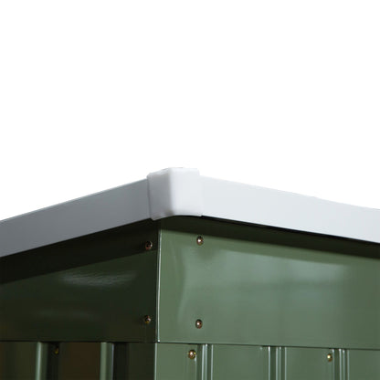 Tool Shed 2.42 m², Garden House with Ventilation Window, Sliding Door, Foundation, 213 x 130 x 159/172 cm, Tool Shed Made of Galvanized Steel, Weatherproof, for Garden, Green