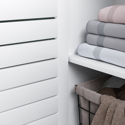 Bathroom Cabinet with 3 Closed Levels and 3 Open Shelves, Space-Saving White Wood Bathroom Cabinet with Door, Bathroom Cabinet, 48x24x96.5 cm, White