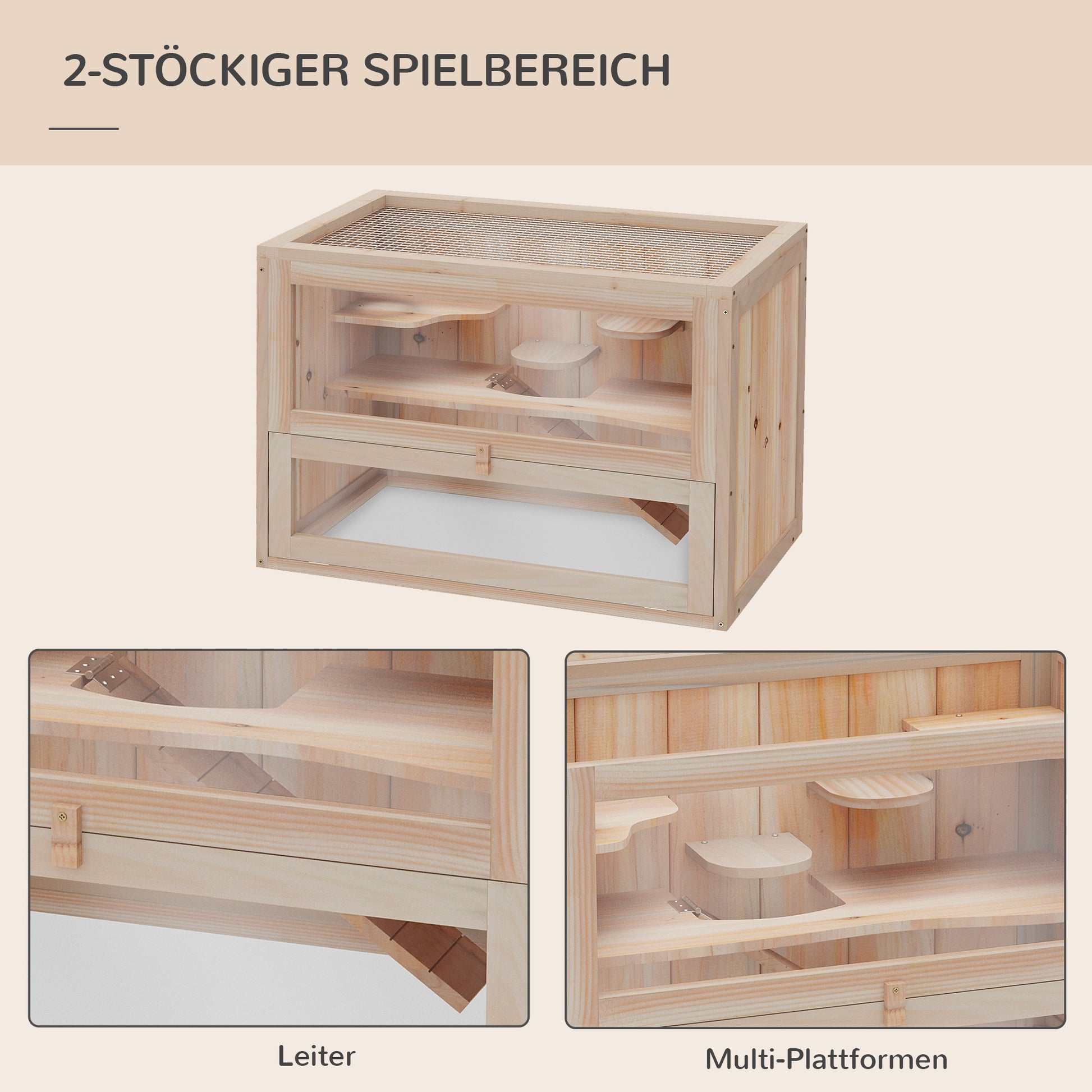Small Animal Cage Wooden 60 x 35 x 42 cm