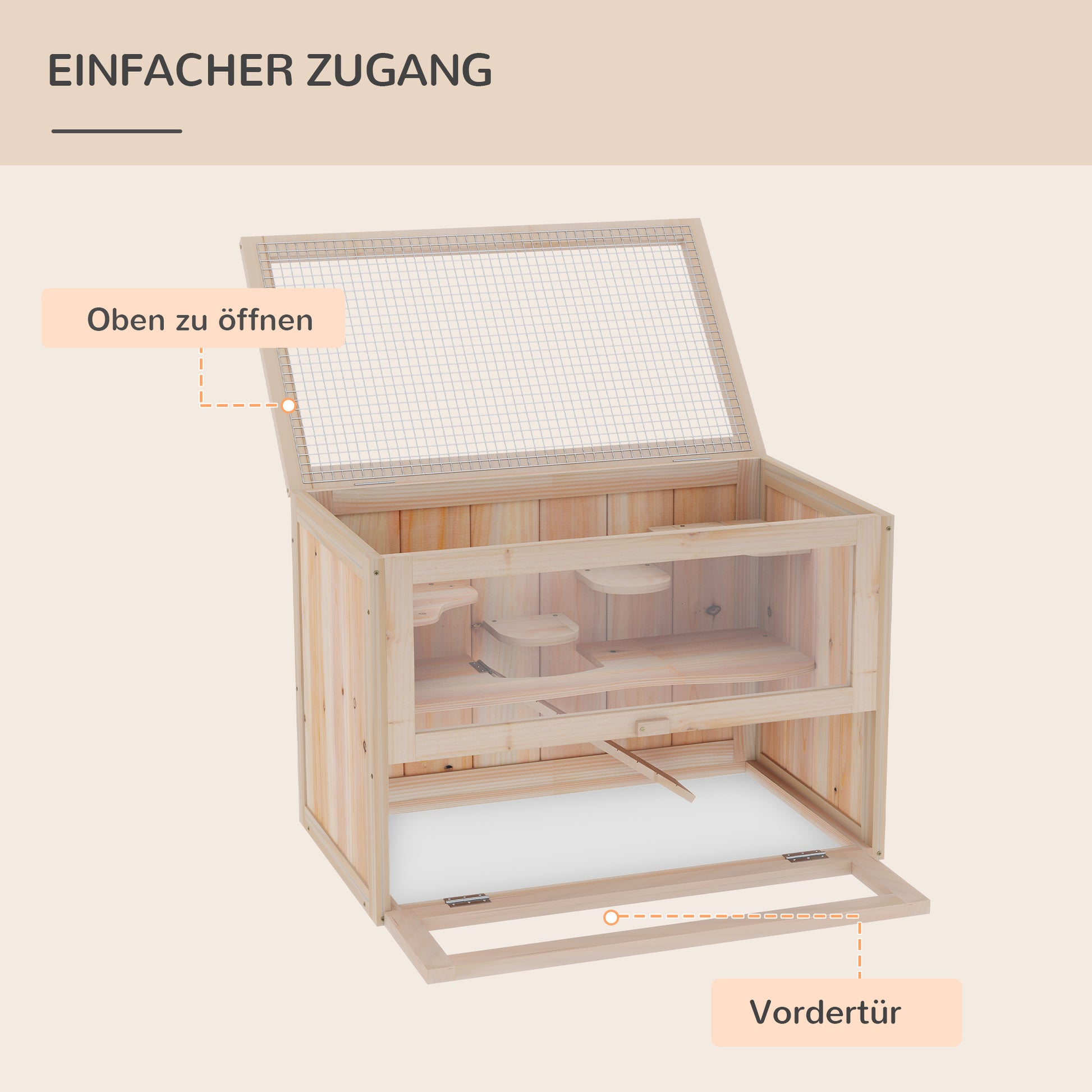 Small Animal Cage Wooden 60 x 35 x 42 cm
