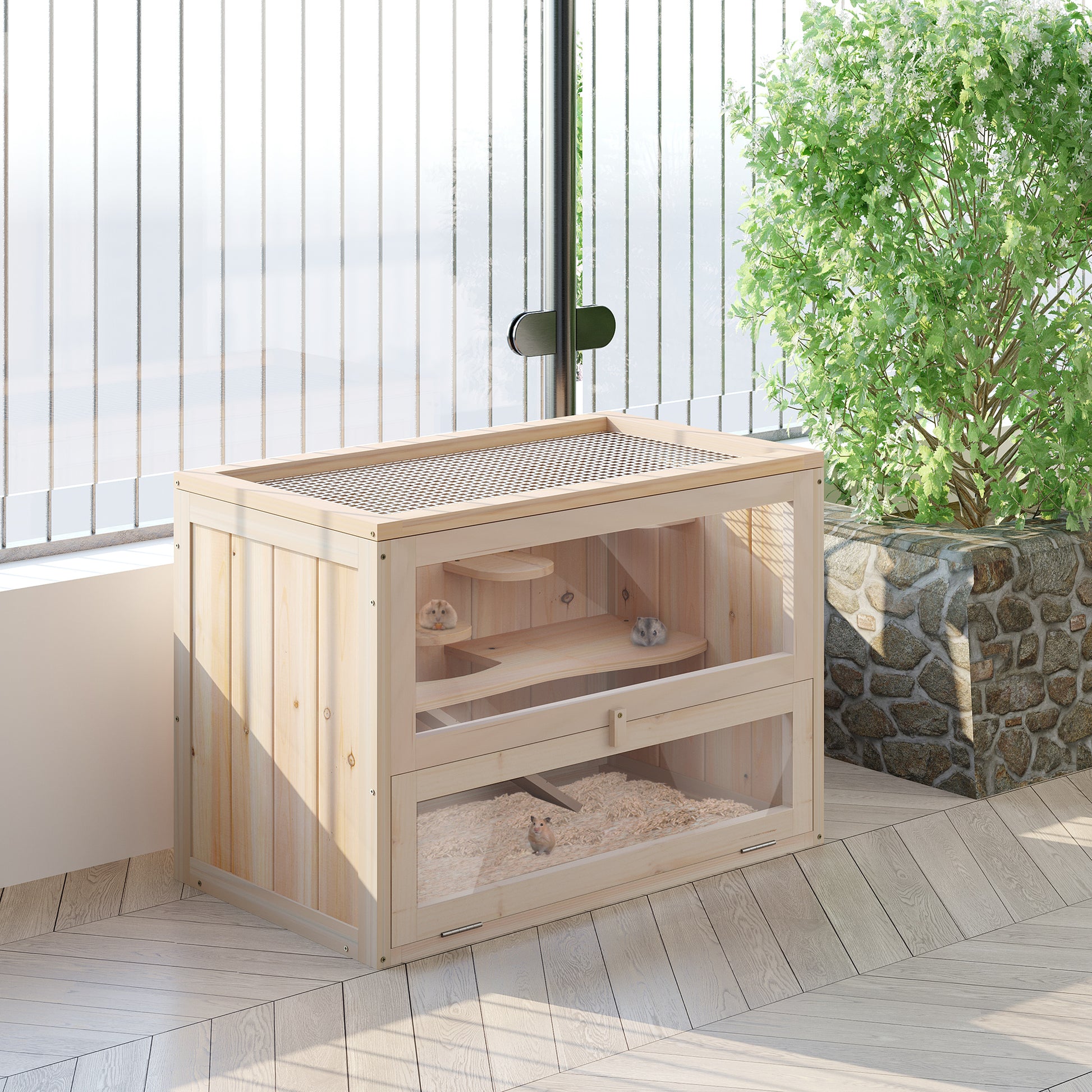 Small Animal Cage Wooden 60 x 35 x 42 cm