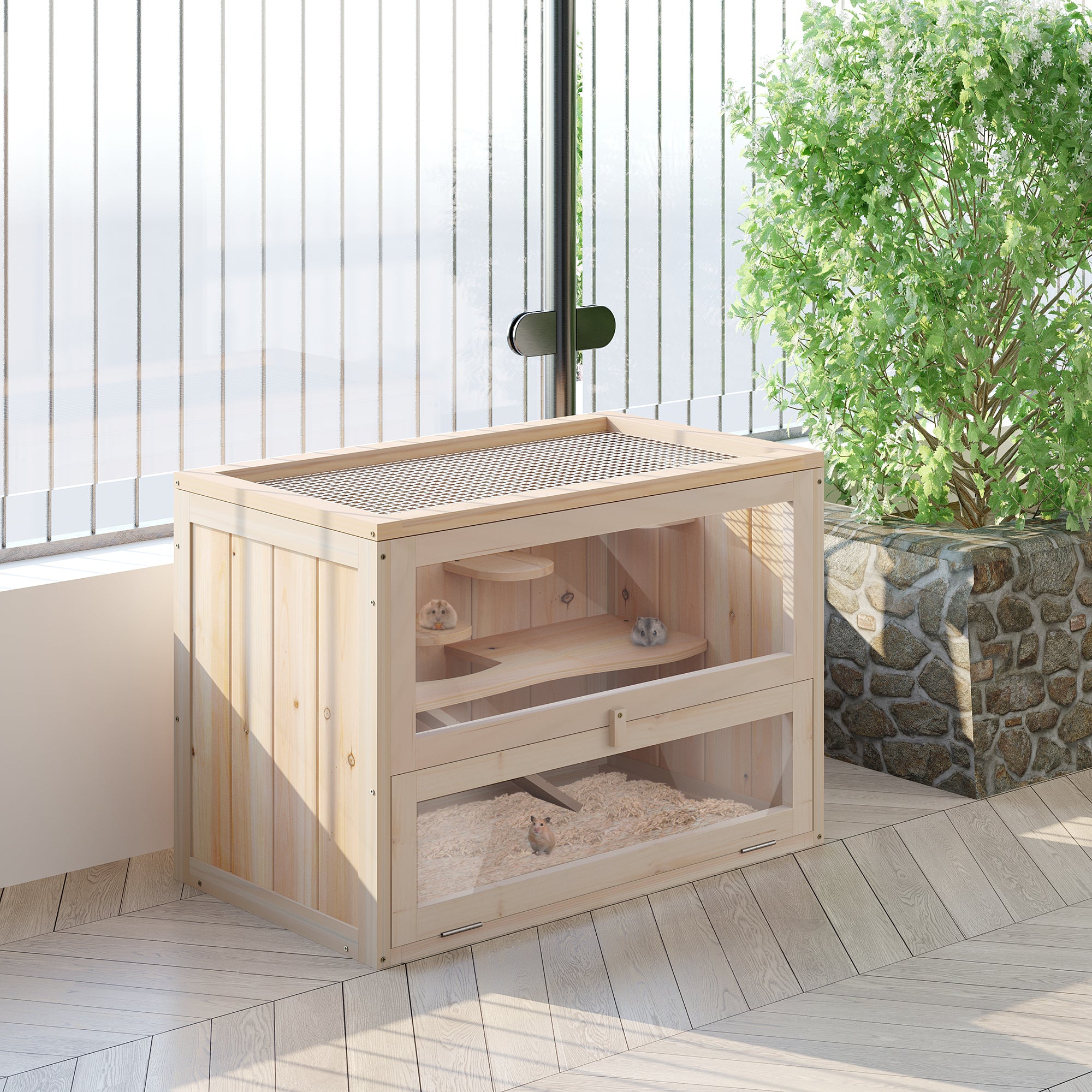 Small Animal Cage Wooden 60 x 35 x 42 cm