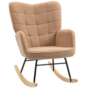 Rocking Chair, Rocking Armchair with Berber Fleece Look, Armrest, Padded Chair with Wooden Rockers, Recliner for Living Room, Bedroom, up to 120kg Capacity, Brown