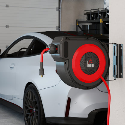 Automatic Air Hose Reel 15 m + 1.5 m Hose with 1/4" Quick Connector, 3/8" (9.5 x 15.8 mm), Max Pressure 10 bar, 180° Swivel, Wall-Mount