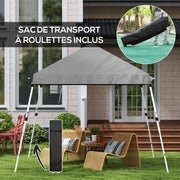 3x3m Garden Gazebo, Pop-Up Foldable Tent, Extra Side Awnings, Adjustable Inclined Feet, Wheeled Carry Bag, Light Grey