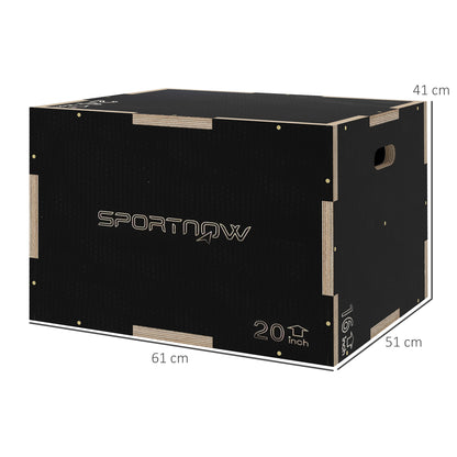 SPORTNOW Plyometric Jump Box Plyo Box with 3 Different Heights Strength Training at Home Office Gym CrossFit Load 120 kg 61x51x41 cm Black