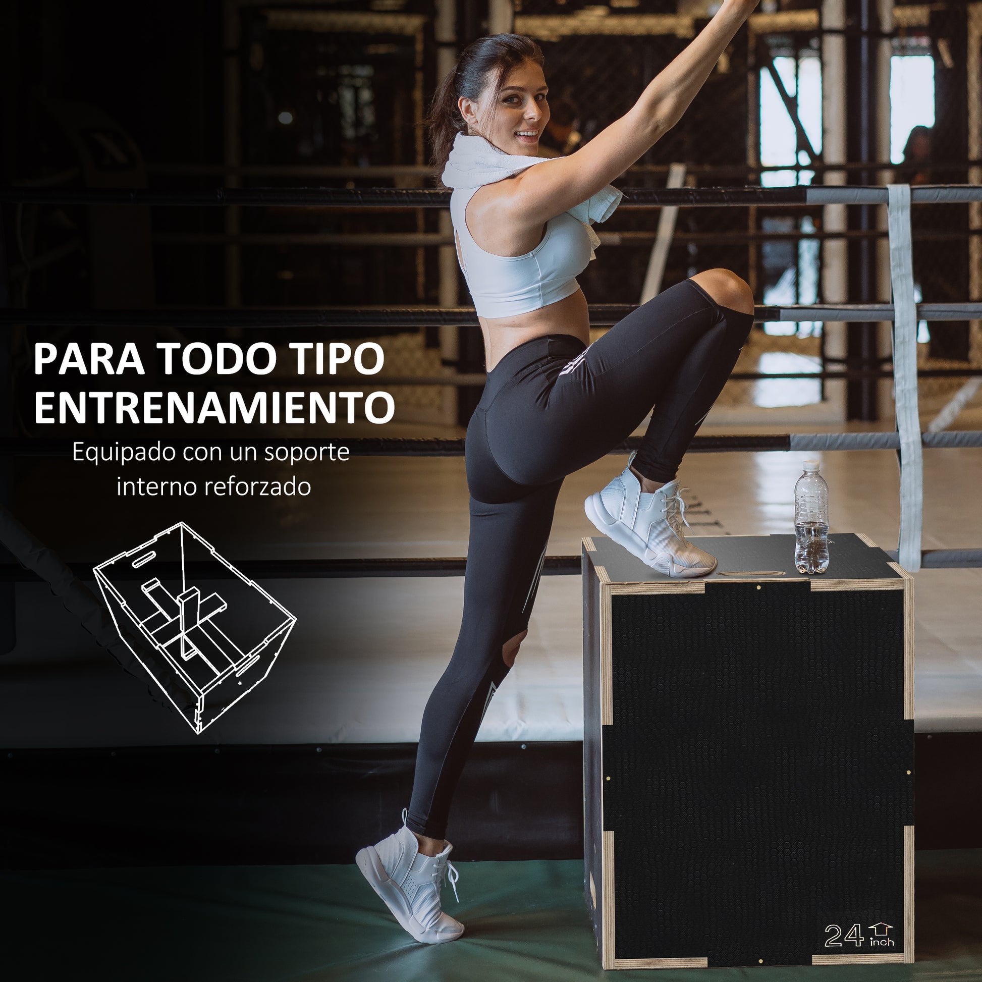 SPORTNOW Plyometric Jump Box Plyo Box with 3 Different Heights Strength Training at Home Office Gym CrossFit Load 120 kg 61x51x41 cm Black