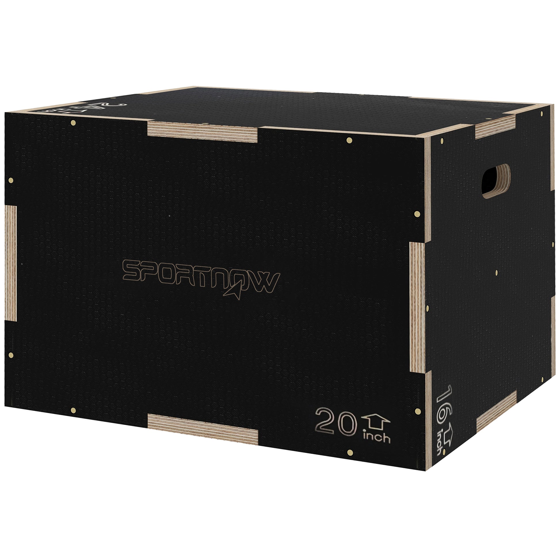 SPORTNOW Plyometric Jump Box Plyo Box with 3 Different Heights Strength Training at Home Office Gym CrossFit Load 120 kg 61x51x41 cm Black