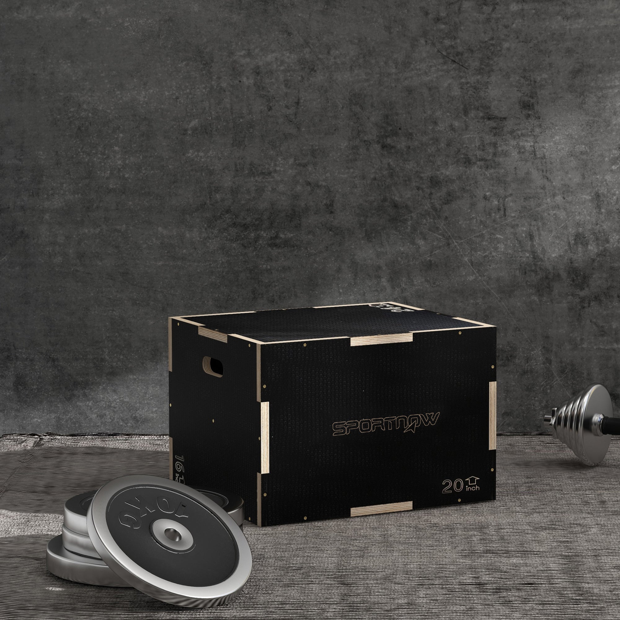 SPORTNOW Plyometric Jump Box Plyo Box with 3 Different Heights Strength Training at Home Office Gym CrossFit Load 120 kg 61x51x41 cm Black