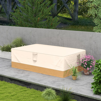 Garden Furniture Cover 275x208x78 Oxford 600D Waterproof Sofa Table Cover with 4 Ventilations 5 Handles and Beige Drawstring