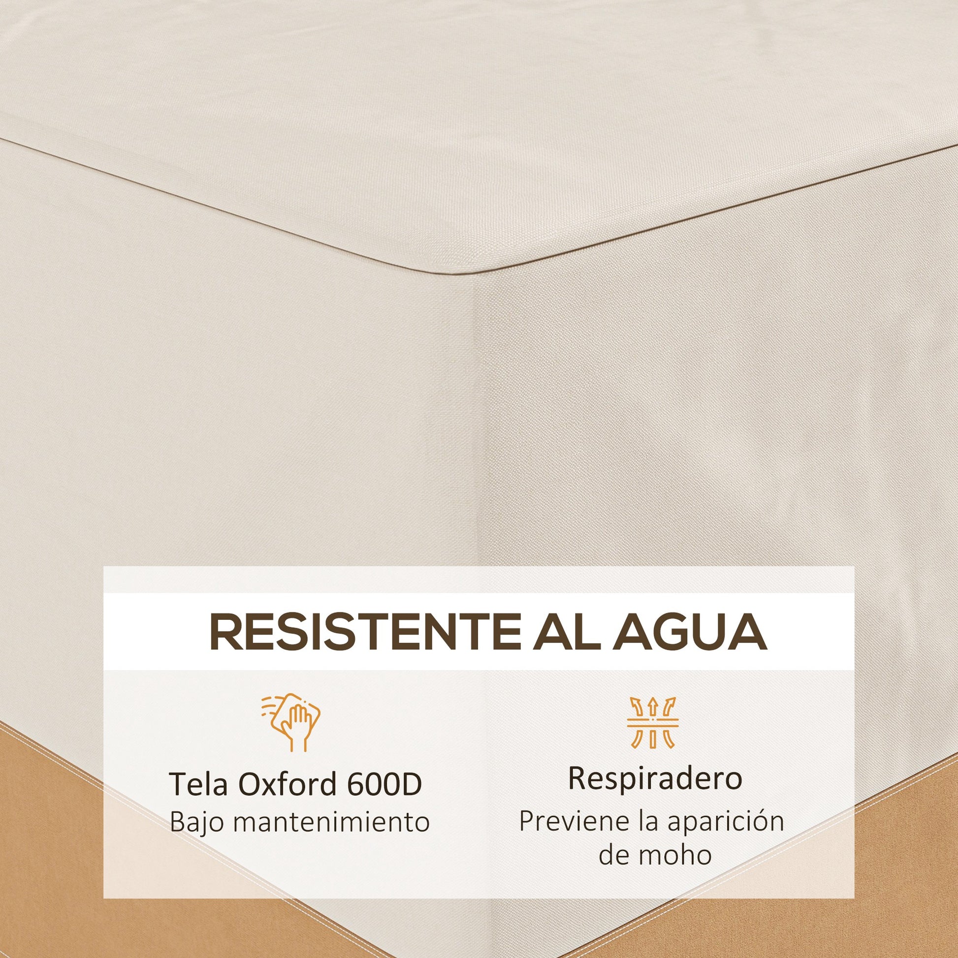 Garden Furniture Cover 275x208x78 Oxford 600D Waterproof Sofa Table Cover with 4 Ventilations 5 Handles and Beige Drawstring