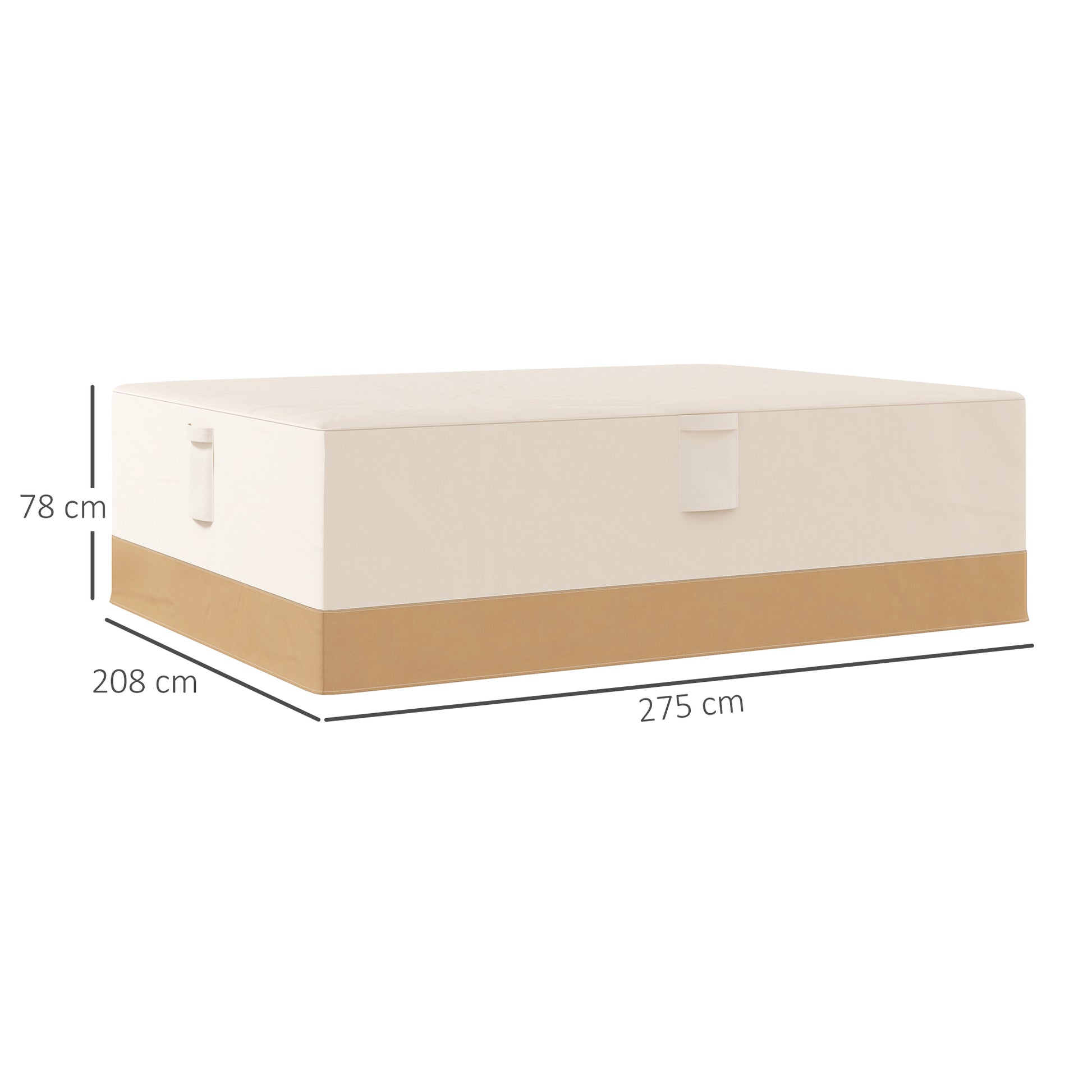 Garden Furniture Cover 275x208x78 Oxford 600D Waterproof Sofa Table Cover with 4 Ventilations 5 Handles and Beige Drawstring