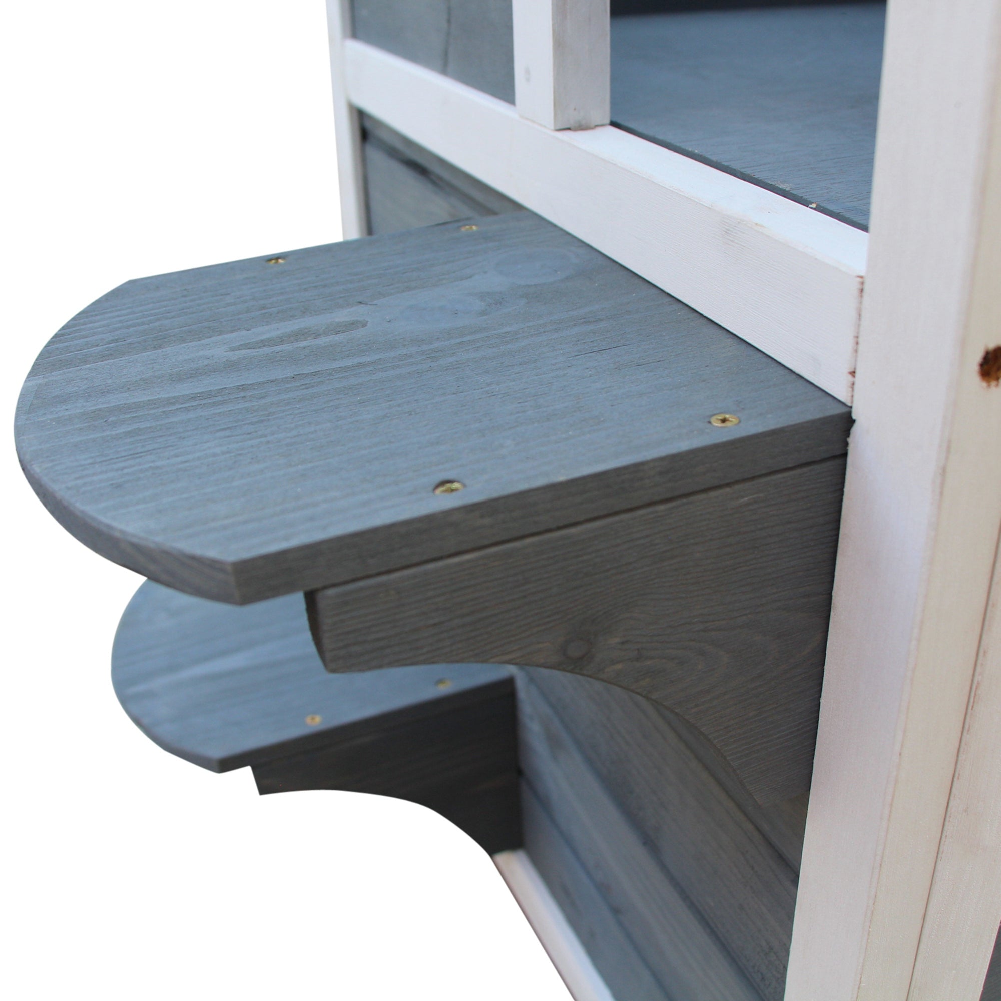 Wooden Cat House 2 Floors Winterproof Waterproof Cat Shelter with Asphalt Roof Stairs Window Cat Cave Outdoor Shelter for Outside Garden Balcony 51 x 51 x 81.3 cm Grey