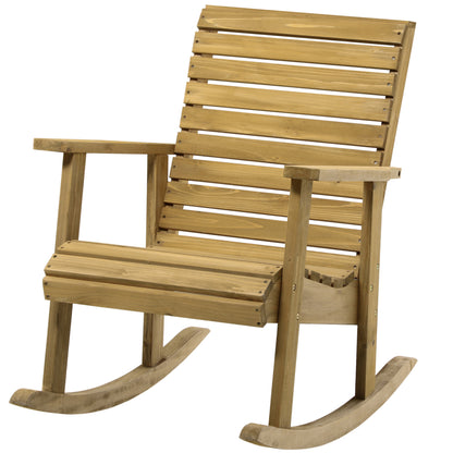Rocking Chair Rocking Chair with Armrest Garden Chair Relax Chair for Balcony, Terrace, Weight Capacity up to 130 kg, Pine Wood, Light Brown 64 x 86 x 85 cm