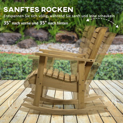 Rocking Chair Rocking Chair with Armrest Garden Chair Relax Chair for Balcony, Terrace, Weight Capacity up to 130 kg, Pine Wood, Light Brown 64 x 86 x 85 cm