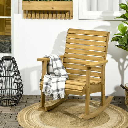 Rocking Chair Rocking Chair with Armrest Garden Chair Relax Chair for Balcony, Terrace, Weight Capacity up to 130 kg, Pine Wood, Light Brown 64 x 86 x 85 cm
