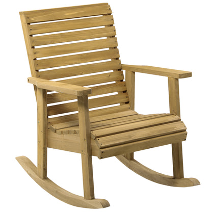 Rocking Chair Rocking Chair with Armrest Garden Chair Relax Chair for Balcony, Terrace, Weight Capacity up to 130 kg, Pine Wood, Light Brown 64 x 86 x 85 cm