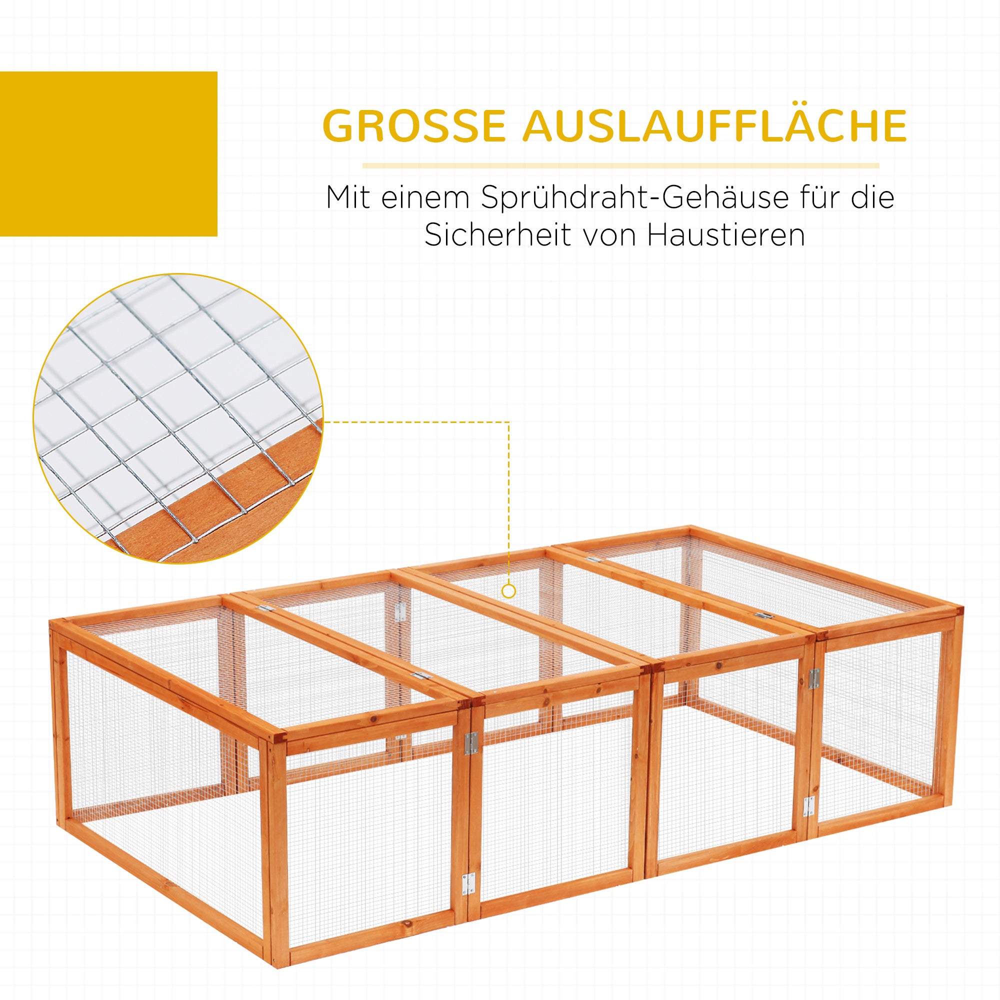 Small Animal Hutch, Small Animal Enclosure, Outdoor Playpen, Small Animal Cage with Door, Guinea Pig Hutch, Wooden Pet House, Natural 181 x 100 x 48 cm