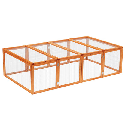 Small Animal Hutch, Small Animal Enclosure, Outdoor Playpen, Small Animal Cage with Door, Guinea Pig Hutch, Wooden Pet House, Natural 181 x 100 x 48 cm