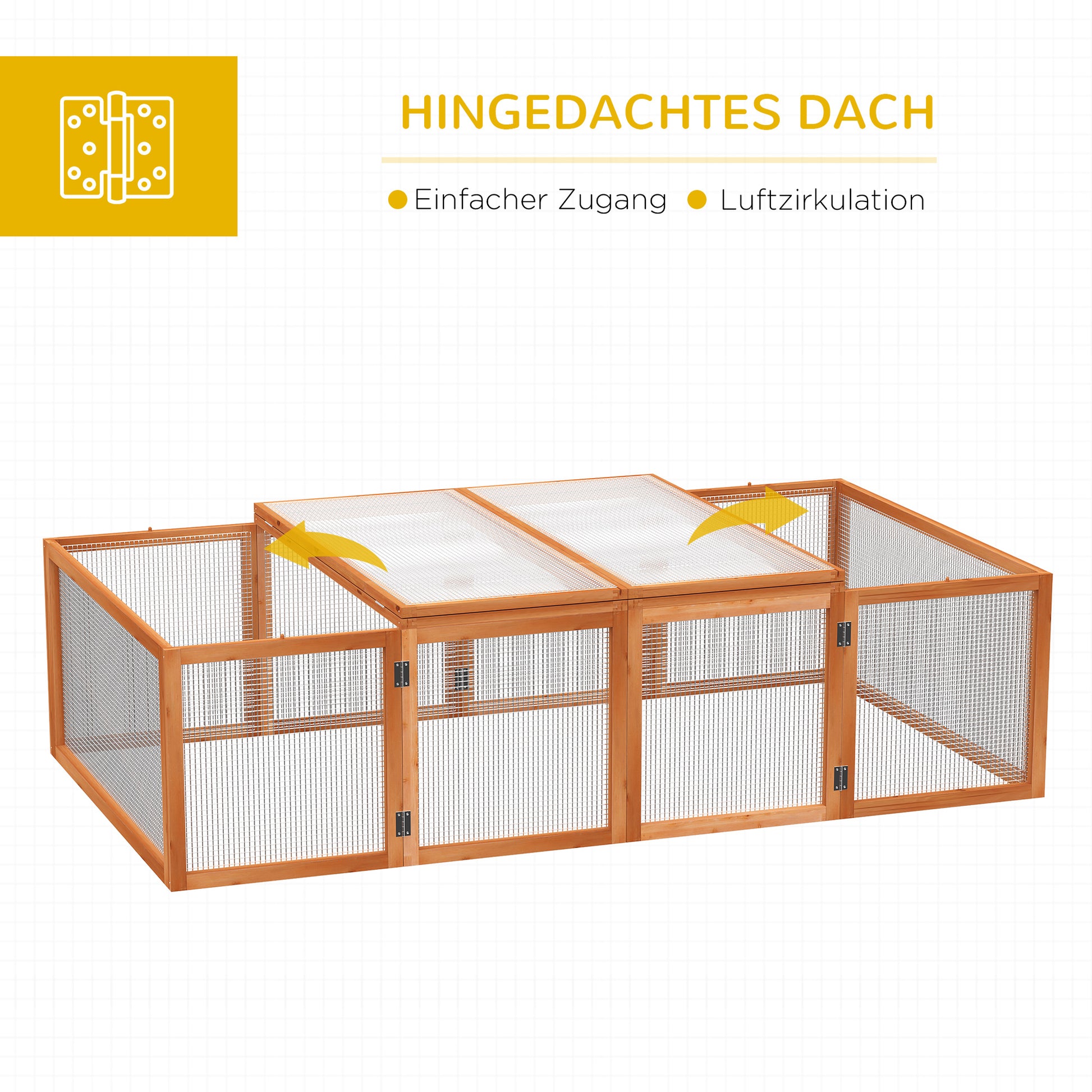 Small Animal Hutch, Small Animal Enclosure, Outdoor Playpen, Small Animal Cage with Door, Guinea Pig Hutch, Wooden Pet House, Natural 181 x 100 x 48 cm