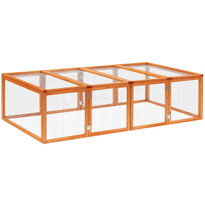 Small Animal Hutch, Small Animal Enclosure, Outdoor Playpen, Small Animal Cage with Door, Guinea Pig Hutch, Wooden Pet House, Natural 181 x 100 x 48 cm