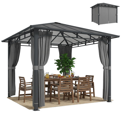 Garden Gazebo approx. 3 x 3 m Metal Gazebo with 6 mm Polycarbonate Roof, 4 Removable Sides, UV50+, Water-Resistant, Stable & Winterproof Hardtop Pergola - Dark Gray