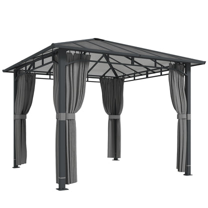 Garden Gazebo approx. 3 x 3 m Metal Gazebo with 6 mm Polycarbonate Roof, 4 Removable Sides, UV50+, Water-Resistant, Stable & Winterproof Hardtop Pergola - Dark Gray