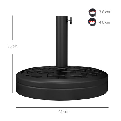 40 lbs Umbrella Base with Swivel Crank and Woven Design, Metal, HDPE, and Cement Stand, for Umbrella Poles Ø38/48 mm, Ø45x36 cm, Black