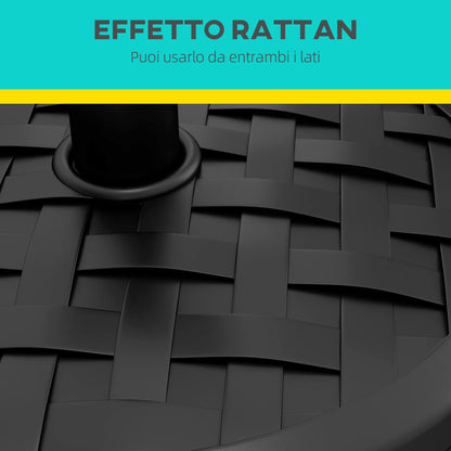 40 lbs Umbrella Base with Swivel Crank and Woven Design, Metal, HDPE, and Cement Stand, for Umbrella Poles Ø38/48 mm, Ø45x36 cm, Black