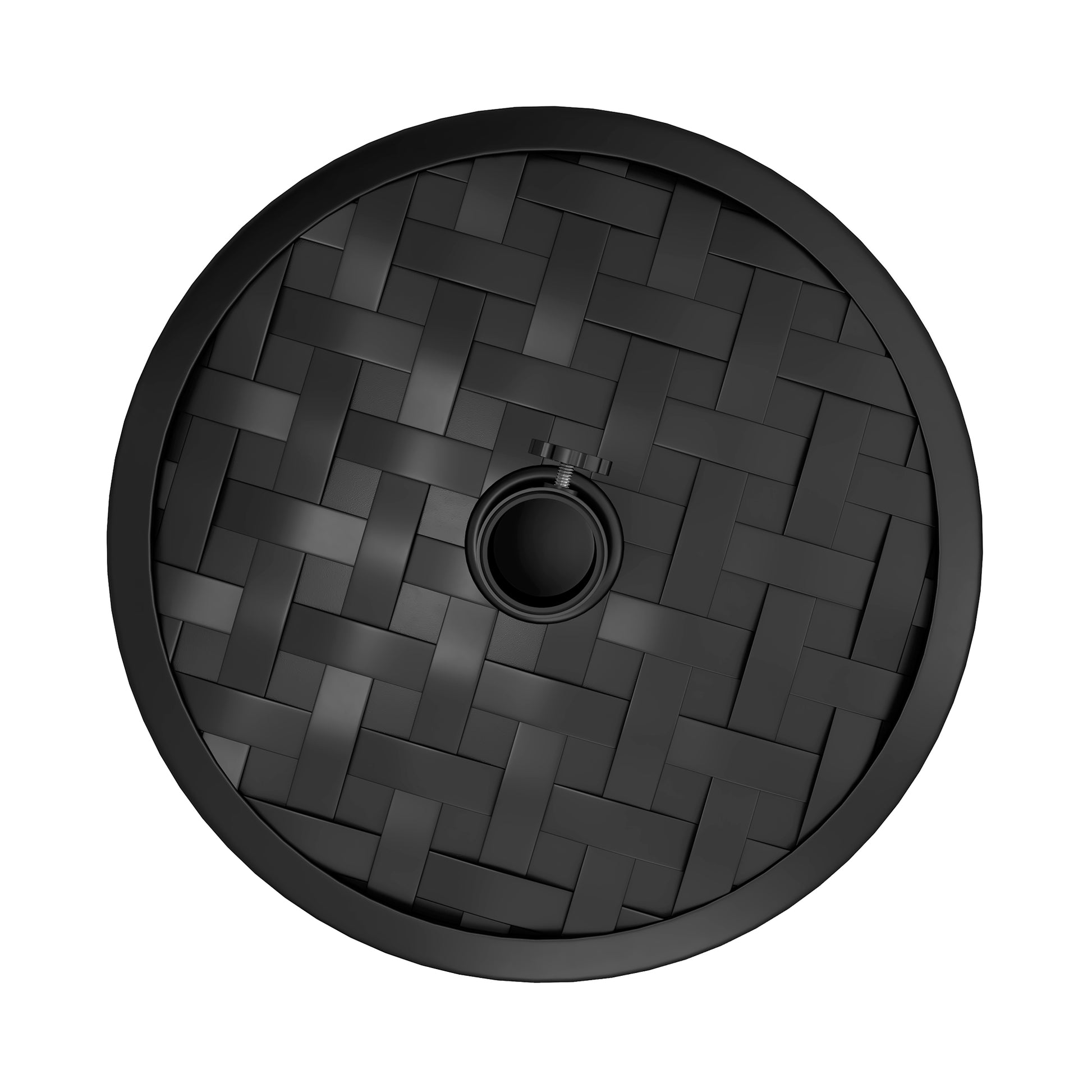 40 lbs Umbrella Base with Swivel Crank and Woven Design, Metal, HDPE, and Cement Stand, for Umbrella Poles Ø38/48 mm, Ø45x36 cm, Black