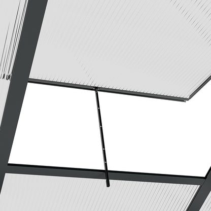 Polycarbonate Garden Greenhouse 3.65m² Aluminum Greenhouse for Garden 190 x 192 x 201 cm UV-Resistant, with Reinforced Foundation, Gutter, Skylight, and Sliding Door, Gray