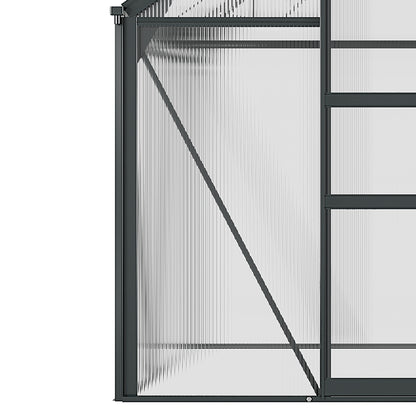 Polycarbonate Garden Greenhouse 3.65m² Aluminum Greenhouse for Garden 190 x 192 x 201 cm UV-Resistant, with Reinforced Foundation, Gutter, Skylight, and Sliding Door, Gray