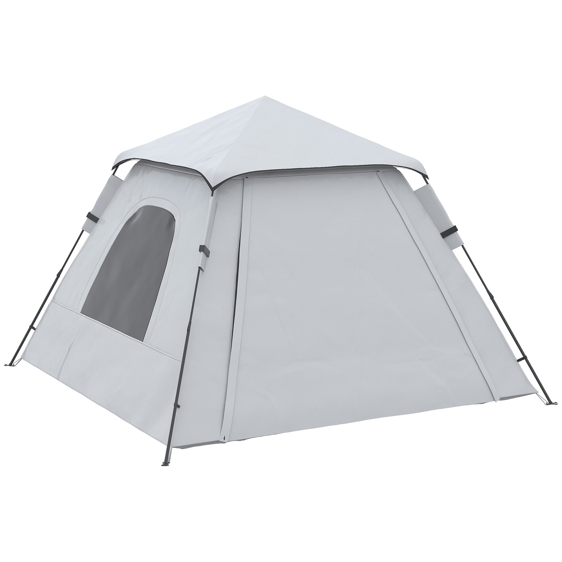 Pop-up Tent for 2-3 People Portable Lightweight Waterproof Camping Tent 2000 mm UV50+ Protection Camping Tent with Window 210x210x150 cm Silver