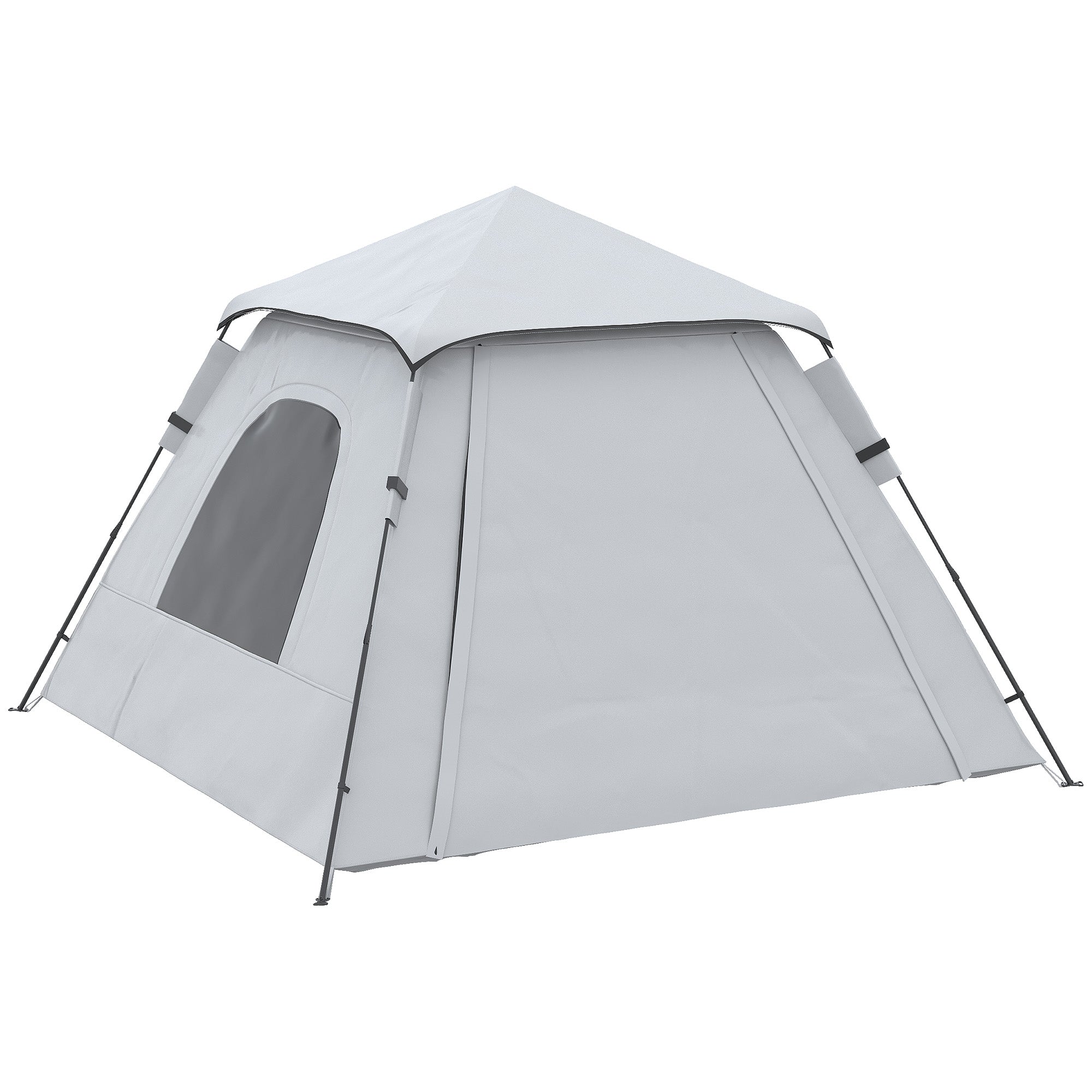 Pop-up Tent for 2-3 People Portable Lightweight Waterproof Camping Tent 2000 mm UV50+ Protection Camping Tent with Window 210x210x150 cm Silver
