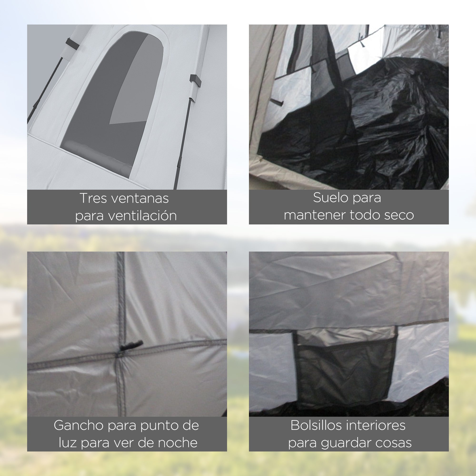 Pop-up Tent for 2-3 People Portable Lightweight Waterproof Camping Tent 2000 mm UV50+ Protection Camping Tent with Window 210x210x150 cm Silver
