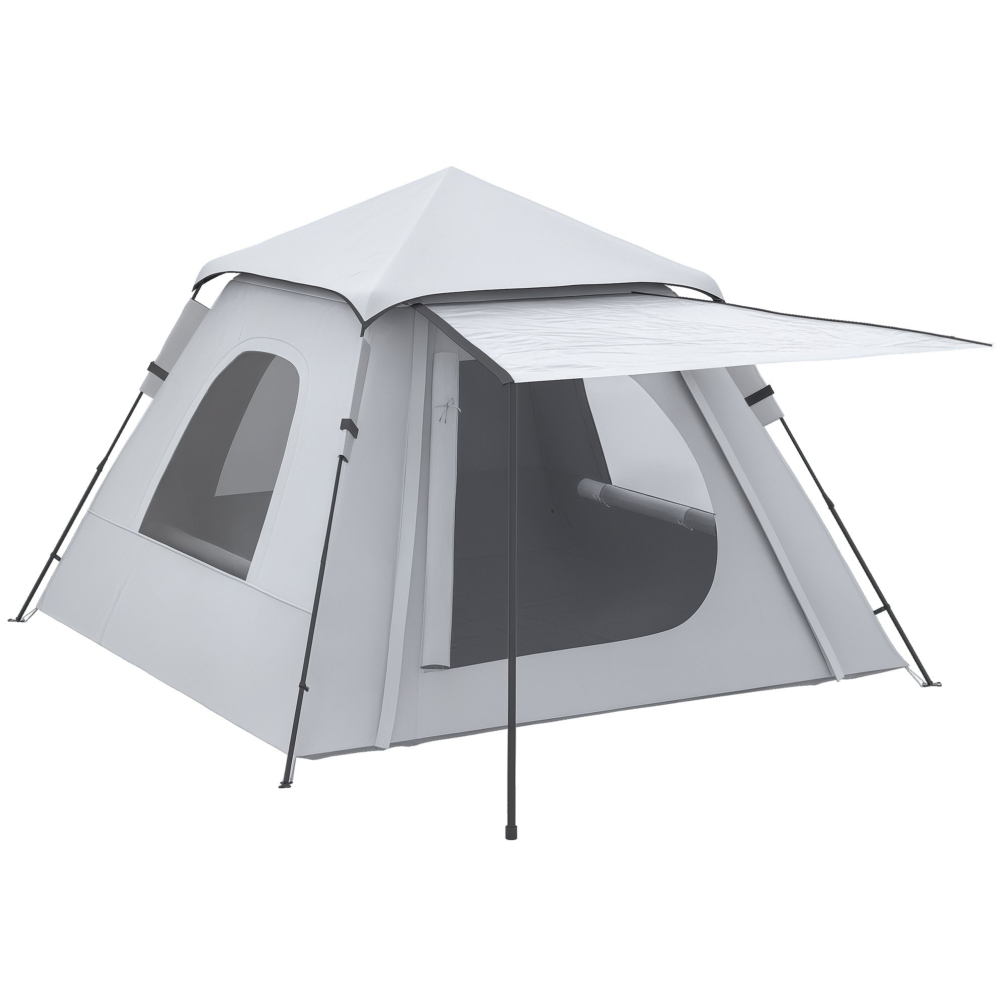 Pop-up Tent for 2-3 People Portable Lightweight Waterproof Camping Tent 2000 mm UV50+ Protection Camping Tent with Window 210x210x150 cm Silver