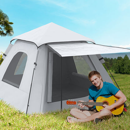 Pop-up Tent for 2-3 People Portable Lightweight Waterproof Camping Tent 2000 mm UV50+ Protection Camping Tent with Window 210x210x150 cm Silver