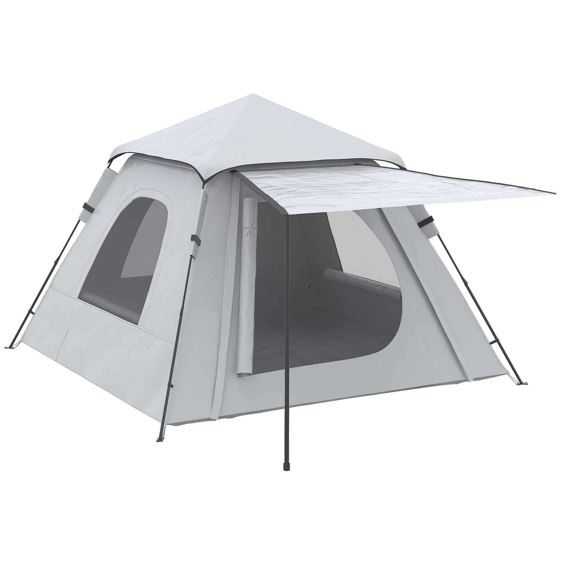Pop-up Tent for 2-3 People Portable Lightweight Waterproof Camping Tent 2000 mm UV50+ Protection Camping Tent with Window 210x210x150 cm Silver