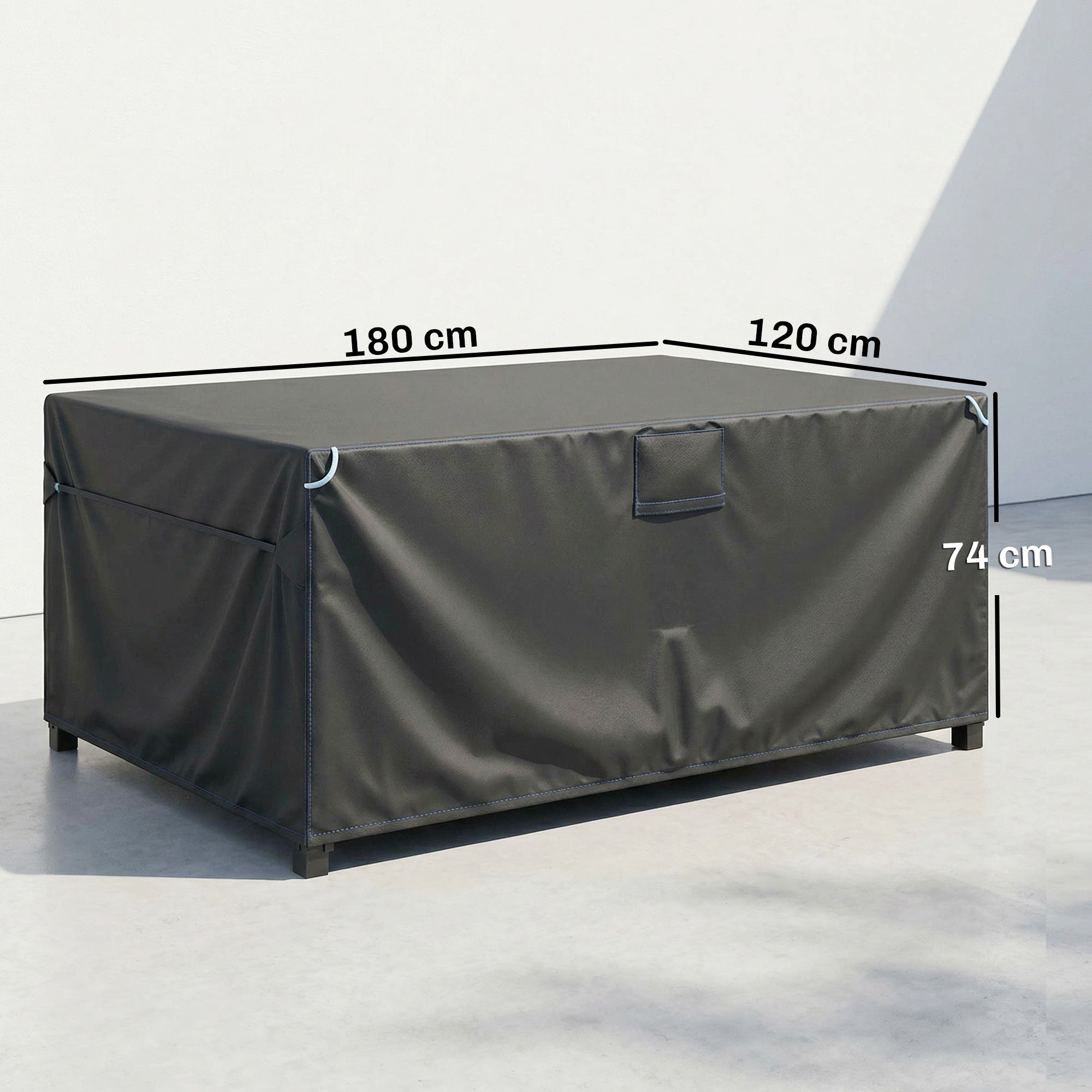 Protective Cover for Patio Furniture — Winterproof, Waterproof & UV-Resistant 420D Oxford, Windproof Cover for Tables, Patio Sets & Stackable Chairs, 180 x 120 x 74 cm (71 x 47 x 29 in), Black