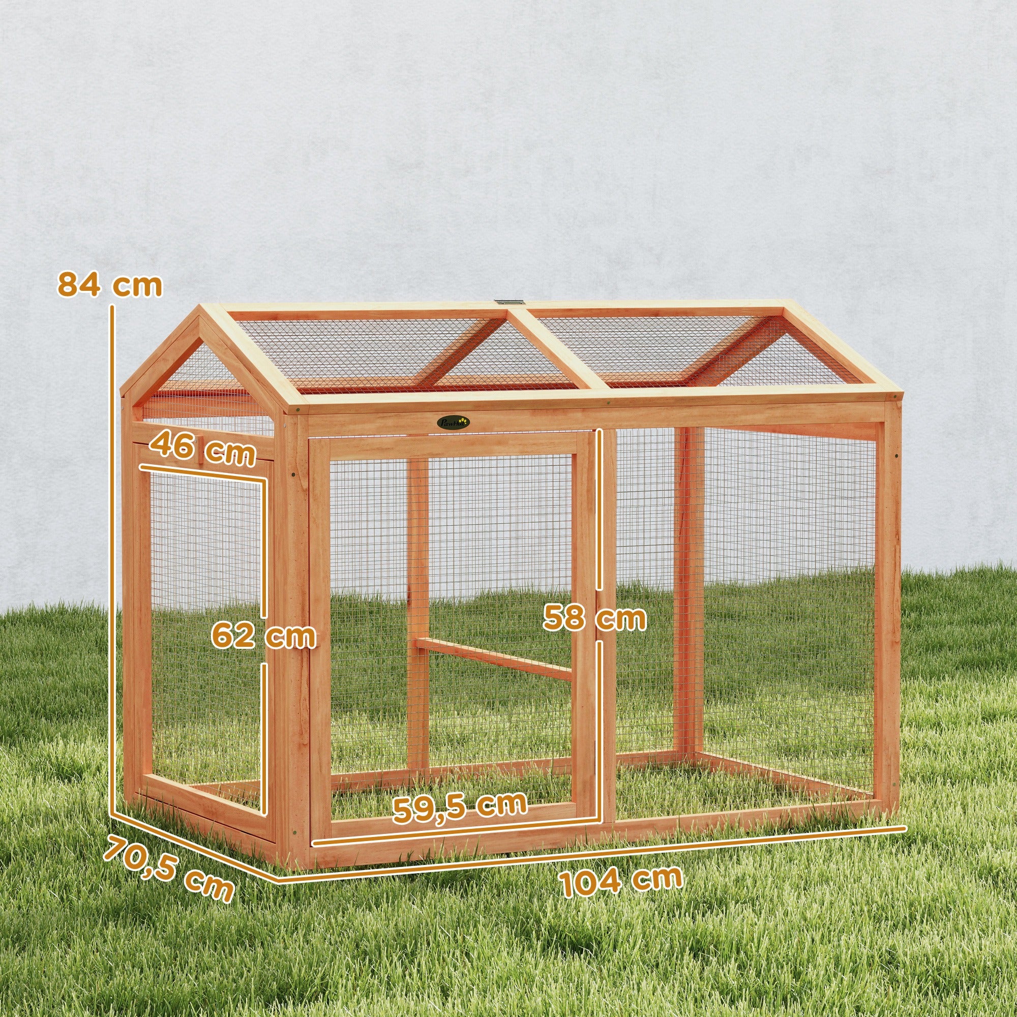 Wooden Chicken Run, 41 x 27.8 x 33.1 in, Roost & Double Doors, Wood & Metal Chicken Cage for 2 Chickens – Orange