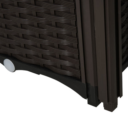 Raised Bed, Planter Box with Drainage Holes, Flower Box in Rattan-Look, Plastic, Brown, 40 x 40 x 44 cm