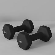 SPORTNOW Set of 2 hexagonal dumbbells with non-slip handle for home training, 2 x 5 kg, black