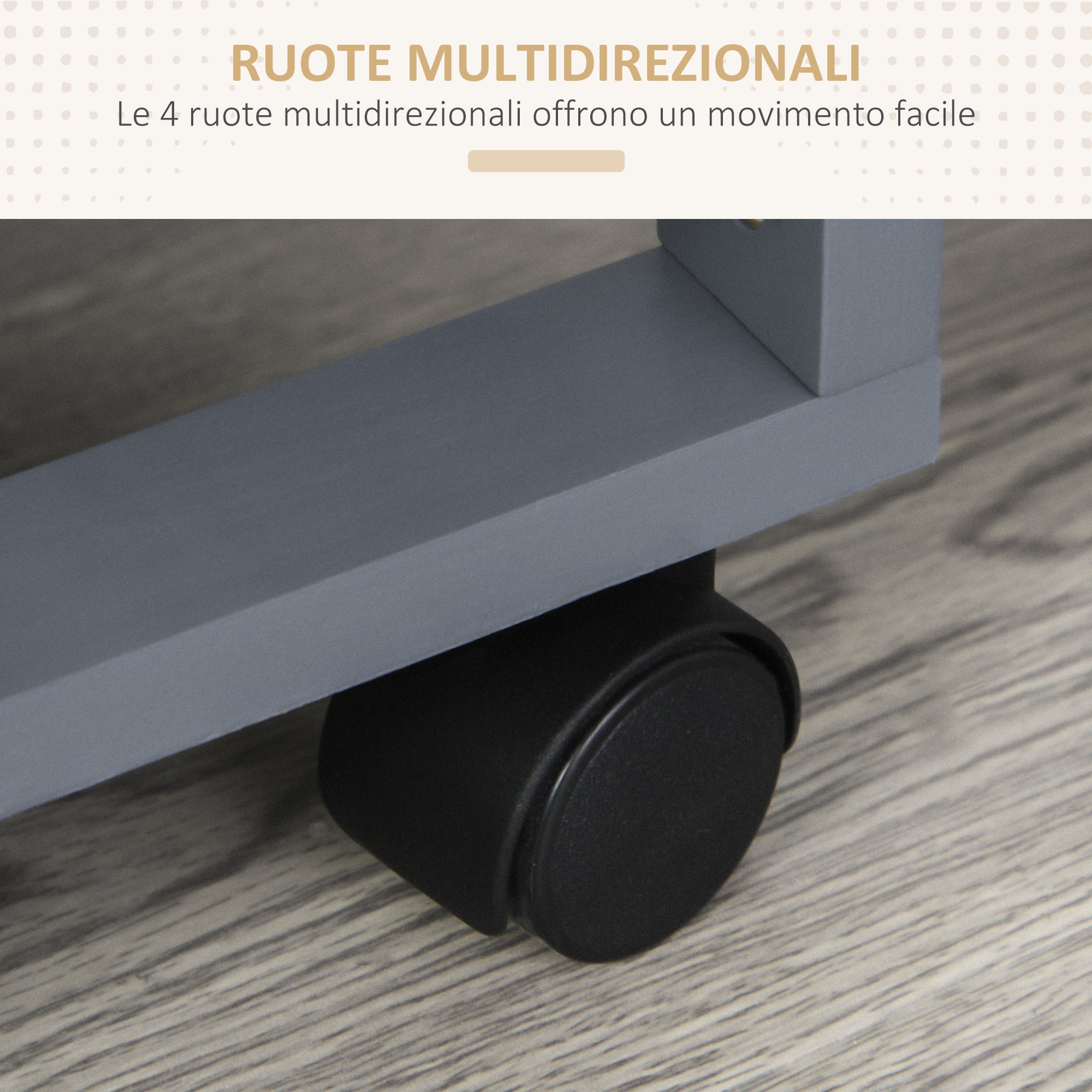 Space-Saving Kitchen Trolley in Dark Gray, Food Trolley, 1 Worktop, 1 Drawer, 4 Metal Baskets, 47x37x83cm, Grey