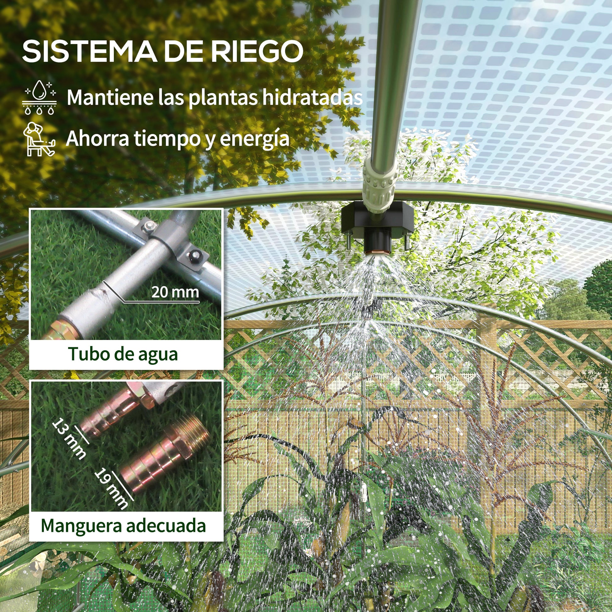 6x3x2 m Outdoor Greenhouse Tunnel Greenhouse with Integrated Irrigation System 12 Mesh Windows and 1 Roll-Up Door Green Patio Garden Greenhouse