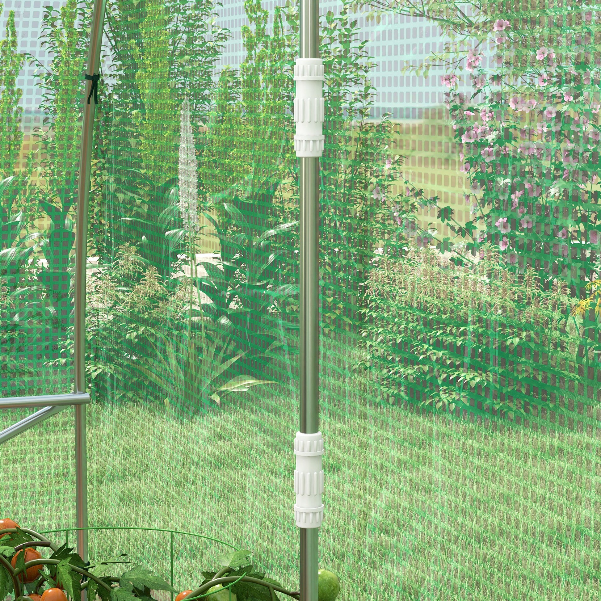 6x3x2 m Outdoor Greenhouse Tunnel Greenhouse with Integrated Irrigation System 12 Mesh Windows and 1 Roll-Up Door Green Patio Garden Greenhouse