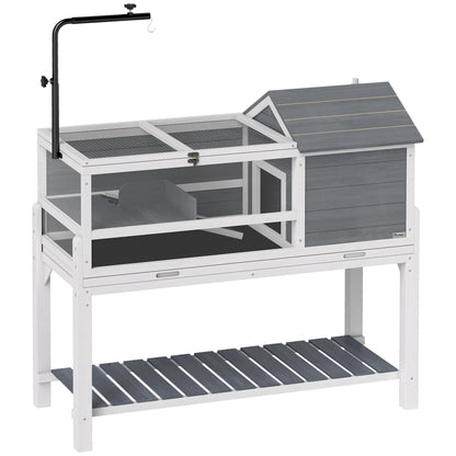 Wooden Turtle House – Elevated Reptile Terrarium with Adjustable Lamp Mount, Hinged Tops, Removable Tray & Storage Shelf