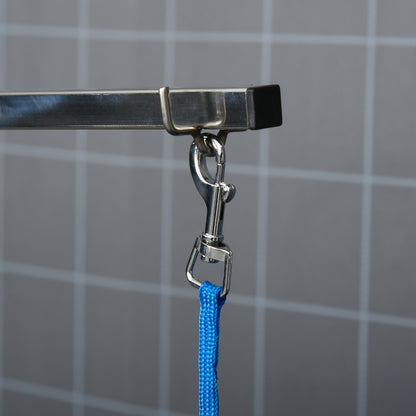 Dog Grooming Table Pet Care Table Rotatable Drying Table with Adjustable Arm Non-Slip Tabletop Locking System Aluminum Alloy Edge Stainless Steel Frame Safety Leash Ø65x H10