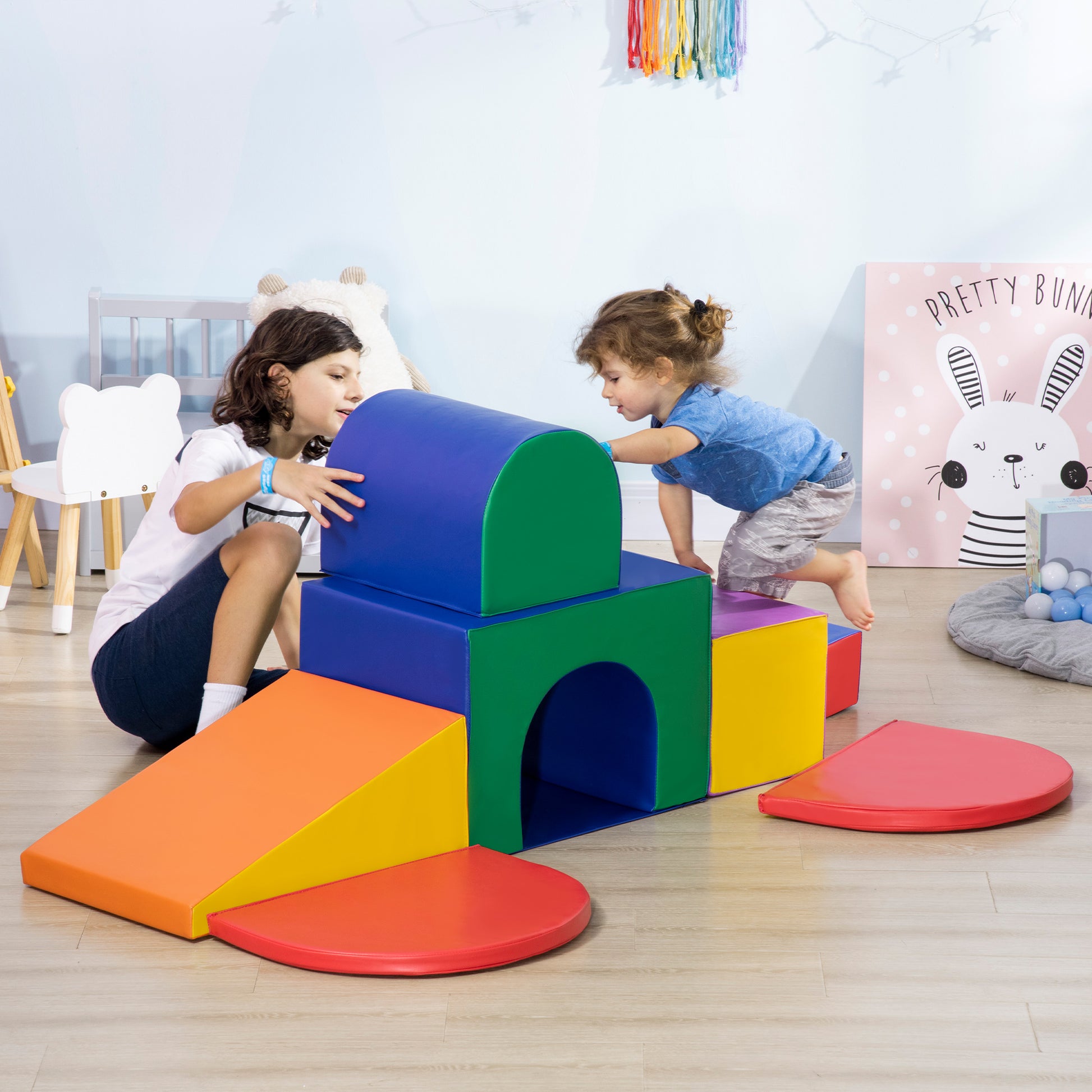 Soft Blocks 7-Piece Set Foam Building Blocks Giant Building Blocks Building Toy Foam Blocks for 1-3 Year Old Kids Faux Leather EPE