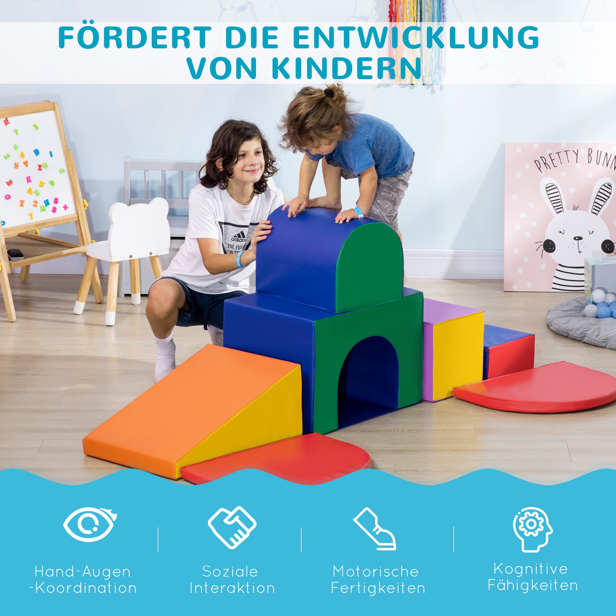 Soft Blocks 7-Piece Set Foam Building Blocks Giant Building Blocks Building Toy Foam Blocks for 1-3 Year Old Kids Faux Leather EPE